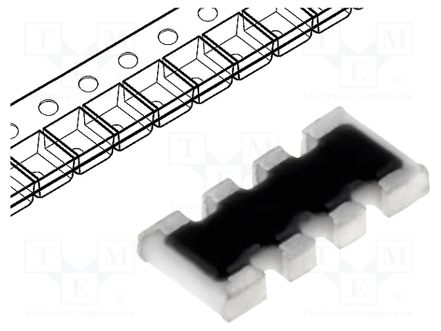 DR1206-10K-4/8 - Resistor network  Y, 10k, SMD, 1206, No.of resistors 4, 63mW, 5%