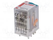 Relay  electromagnetic, 4PDT, Ucoil  24VDC, Icontacts max  6A, 0.9W