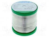 Soldering wire, Sn99,3Cu0,7, 0.5mm, 0.5kg, lead free, reel, 2.2%