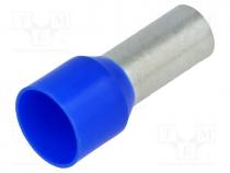 Tip  bootlace ferrule, insulated, copper, 16mm2, 12mm, tinned, blue
