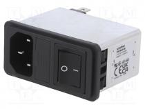 Connector  AC supply, socket, male, 6A, 250VAC, C14 (E), -25÷85C