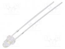 LED, 3mm, white cold, 18000÷22000mcd, 15, Front  convex, 2.7÷3.4V