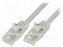 Patch cord, U/UTP, 5e, stranded, CCA, PVC, grey, 0.25m, 26AWG