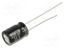 Capacitor  electrolytic, THT, 220uF, 35VDC, Ø8x11.5mm, Pitch  3.5mm