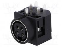 Connector  DC supply, socket, R7B, female, PIN  4, THT, 30VDC