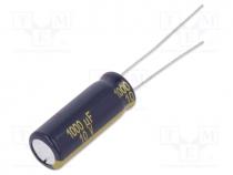 Capacitor  electrolytic, low ESR, THT, 1000uF, 10VDC, Ø8x20mm, 20%