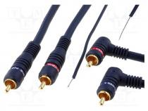 Cable, RCA plug x2,RCA plug x2 angled,control, 5m, shielded