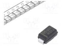 Diode  rectifying, SMD, 600V, 1A, 250ns, DO214AC,SMA, Ufmax  1.3V