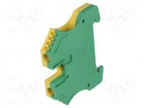 Splice terminal  rail, 6mm2, ways  1, terminals  2, yellow-green