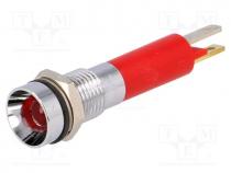 Indicator  LED, recessed, red, 24VDC, Ø8mm, IP67, metal,plastic