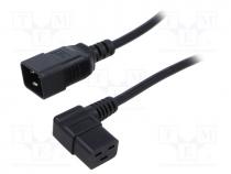 Cable, 3x1.5mm2, IEC C19 female angled,IEC C20 male, PVC, 3m