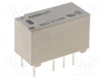 Relay  electromagnetic, DPDT, Ucoil  24VDC, Icontacts max  2A, G6S