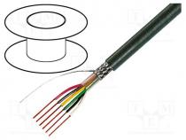 Wire, 4x0.14mm2, shielded,tinned copper braid, PVC, grey, 49V