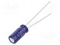 Capacitor  electrolytic, bipolar, THT, 4.7uF, 50VDC, Ø5x11mm, 20%