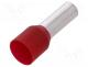 Tip  bootlace ferrule, insulated, copper, 10mm2, 12mm, tinned, red