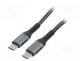 Cable, USB 2.0, USB C plug,both sides, 1m, black-white, 480Mbps