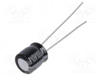 Capacitor  electrolytic, THT, 100uF, 10VDC, Ø6.3x7mm, Pitch  2.5mm